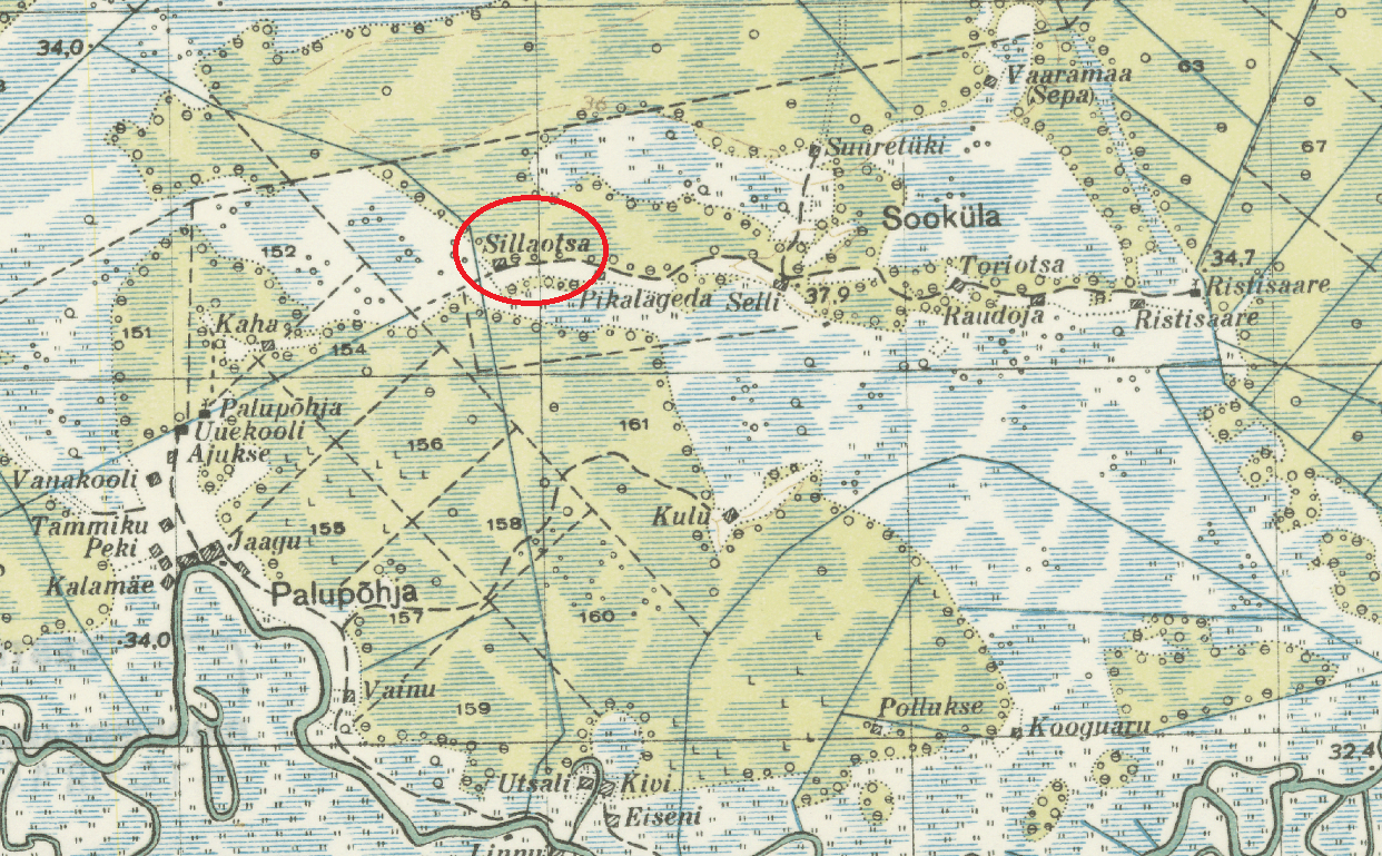 Sillaotsa asukoht topograafilisel kaardil