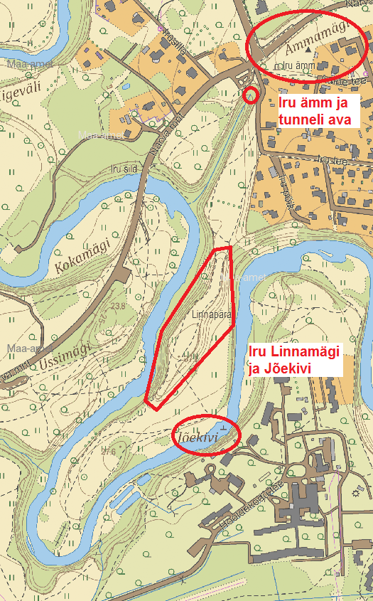 Joonis: Kaart Iru Linnamäe piirkonnast.