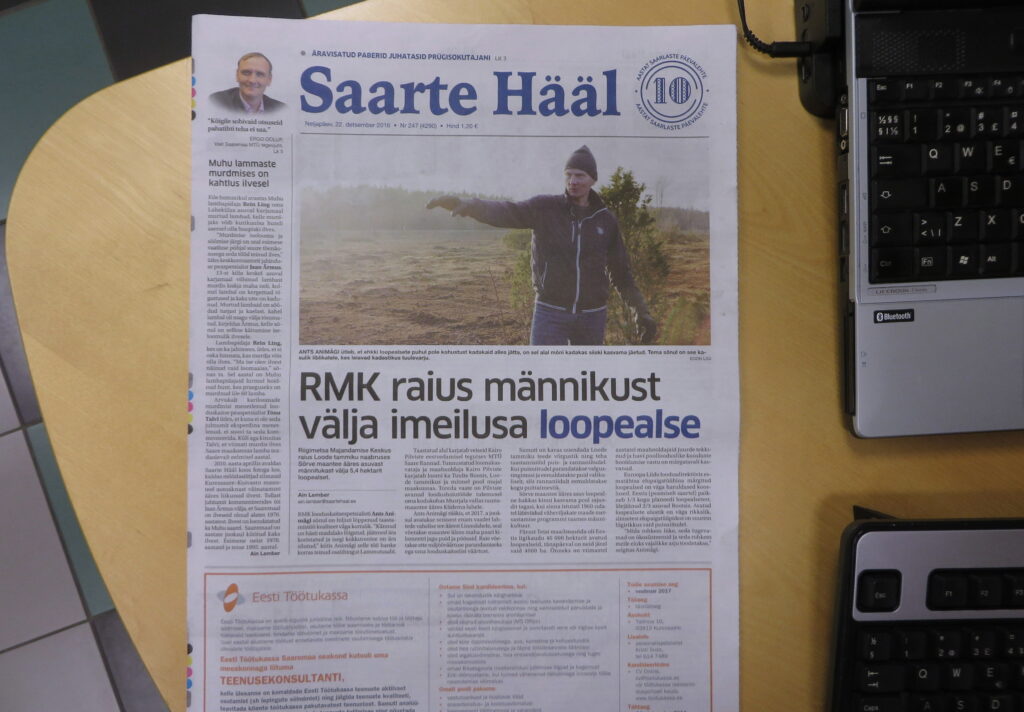 Artikkel ajalehes Saarte Hääl