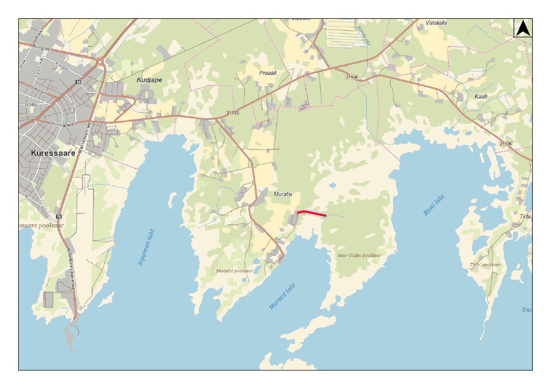 Saare tee märgitud kaardil