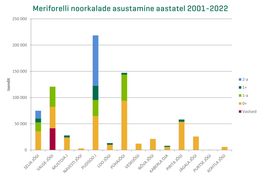 Meriforelli noorkalade asustamine aastatel 2001-2022