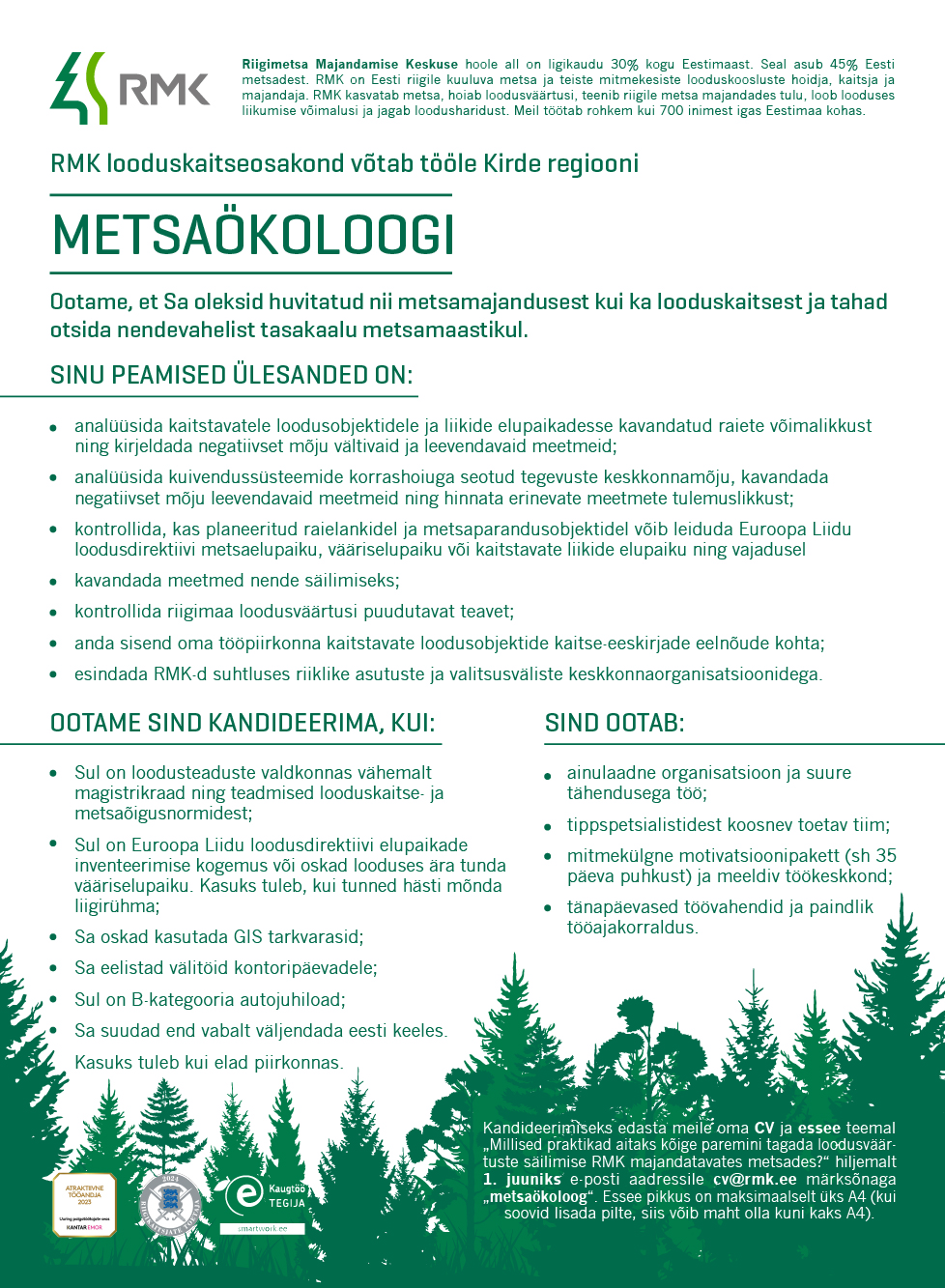 Metsaökoloogi töökuulutus