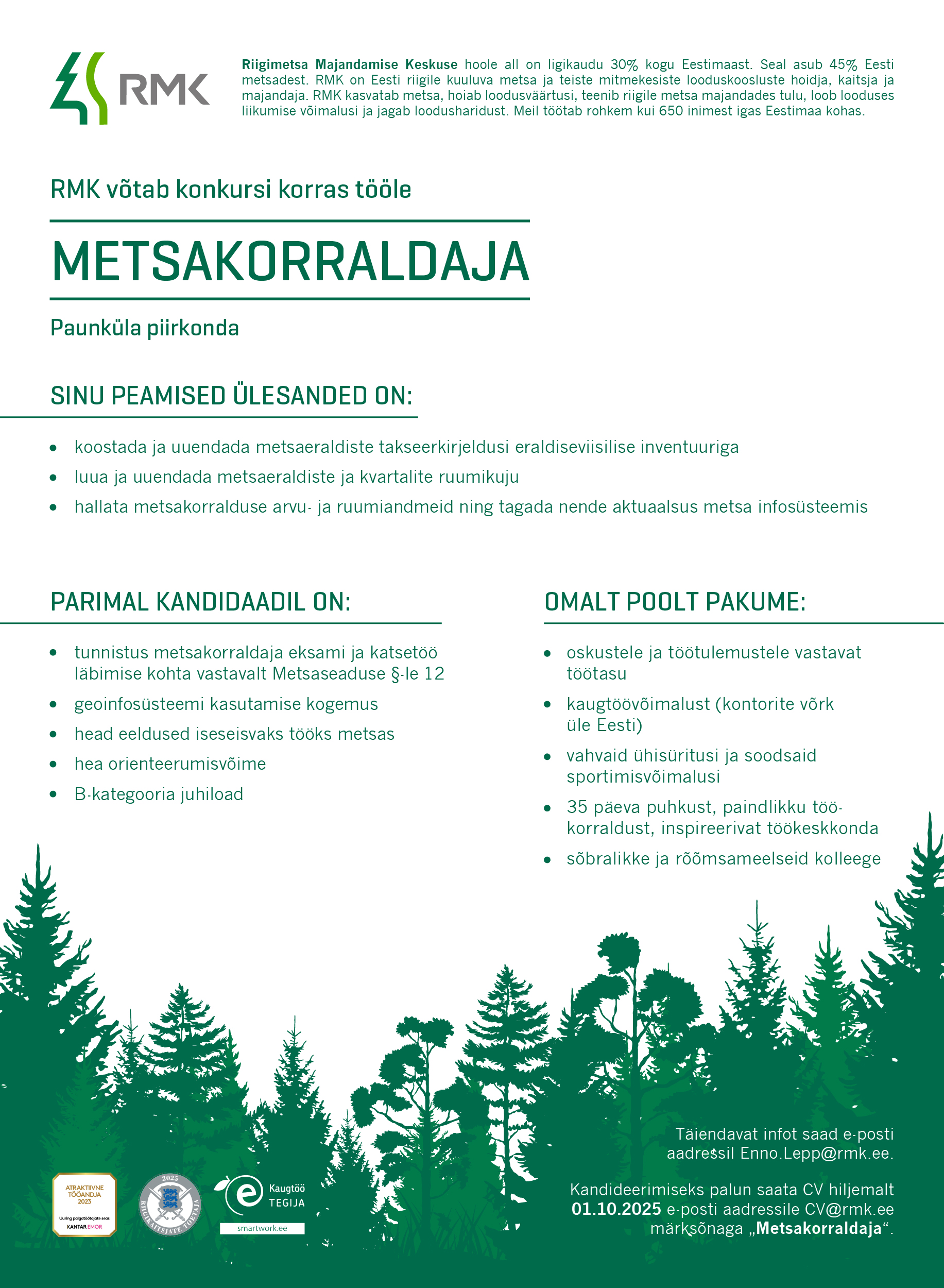 Metsakorraldaja töökuulutus