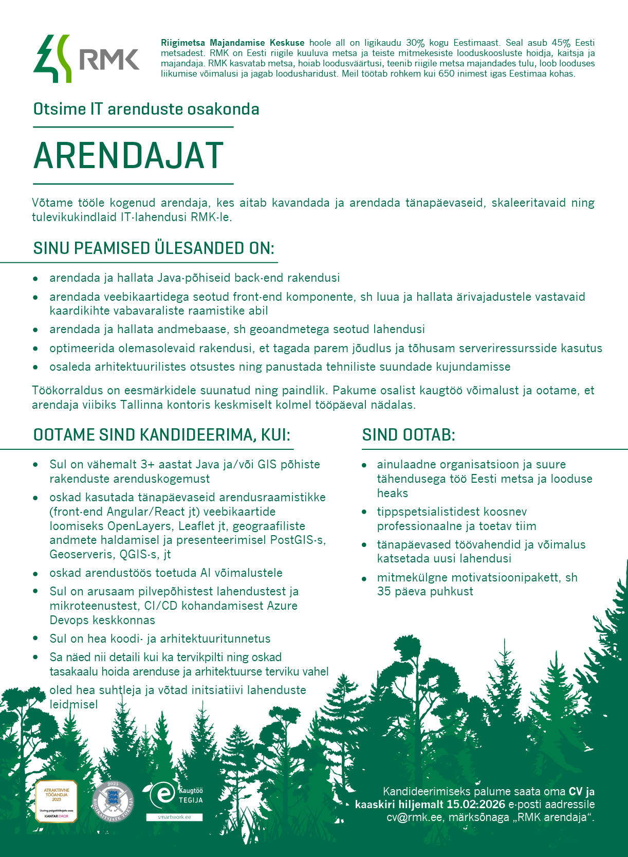 Arendaja töökuulutus