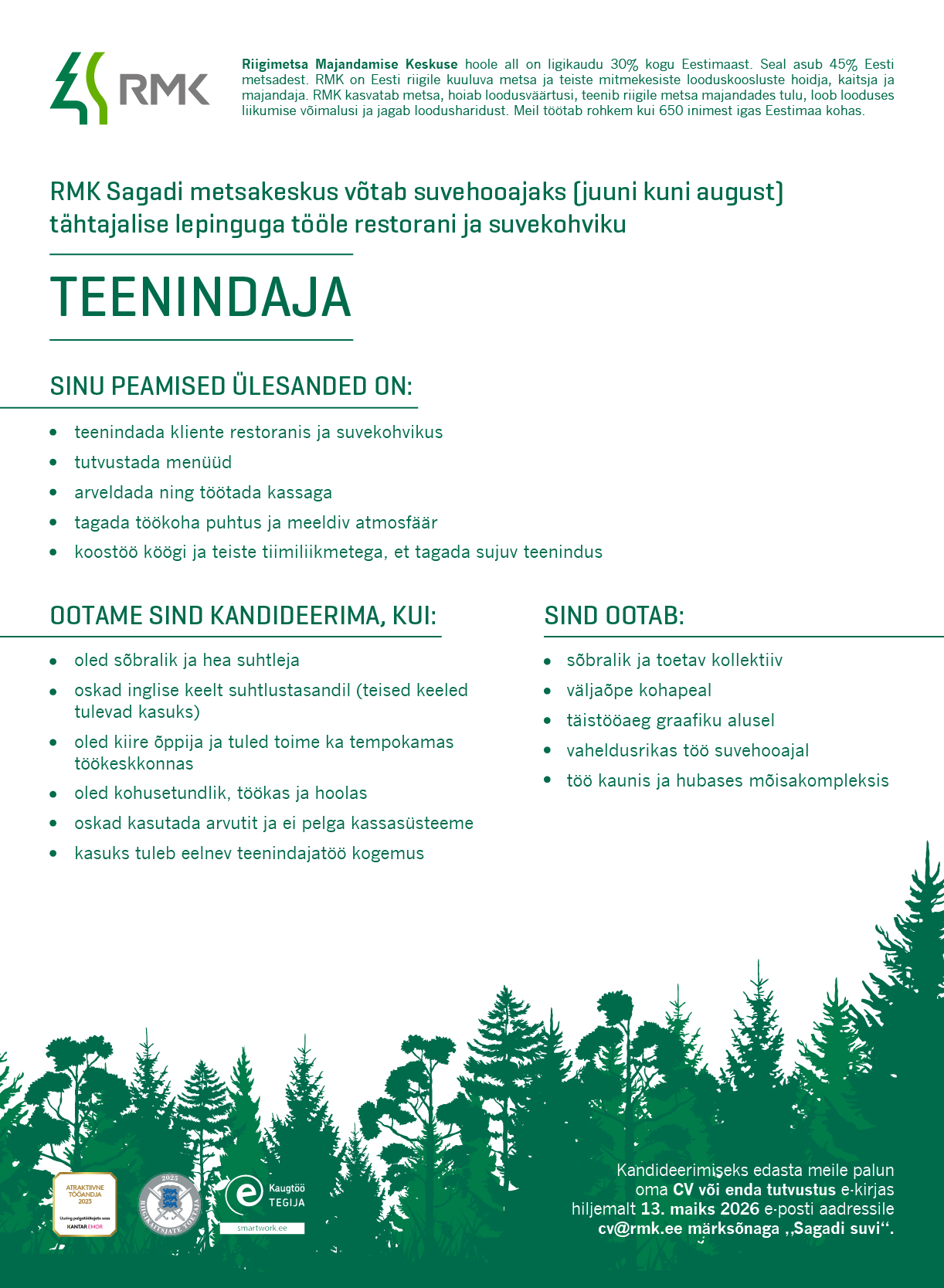 Teenindaja töökuulutus
