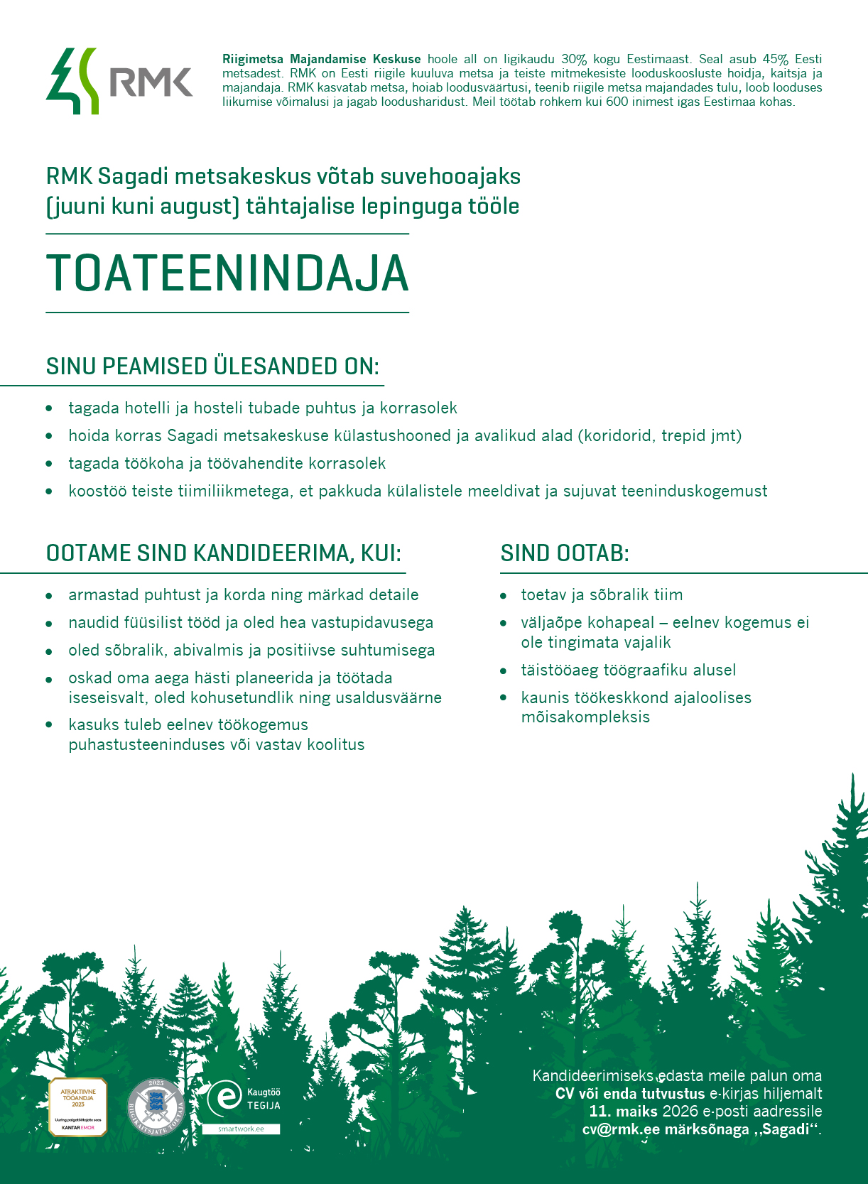 toateenindaja töökuulutus